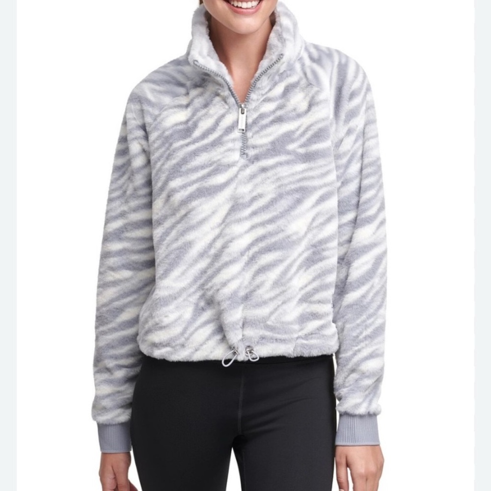 Calvin Klein Zebra Faux Fur Cropped Jacket